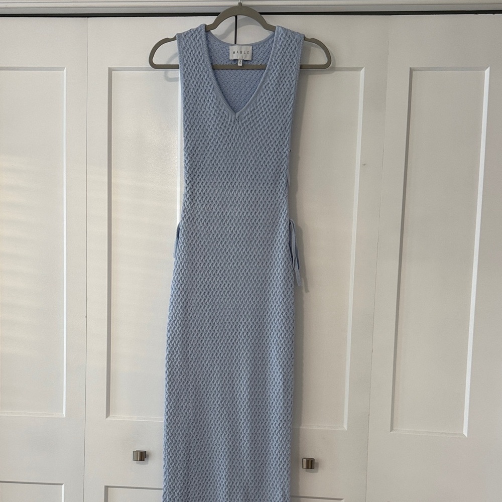 Light Blue Sweater Sleeveless Dress